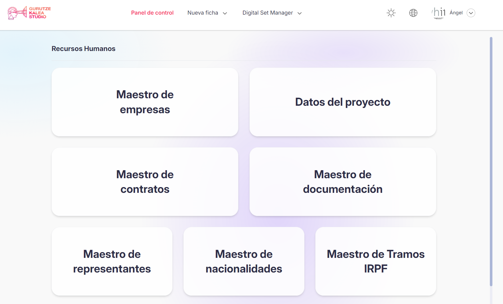 Panel de control de maestros