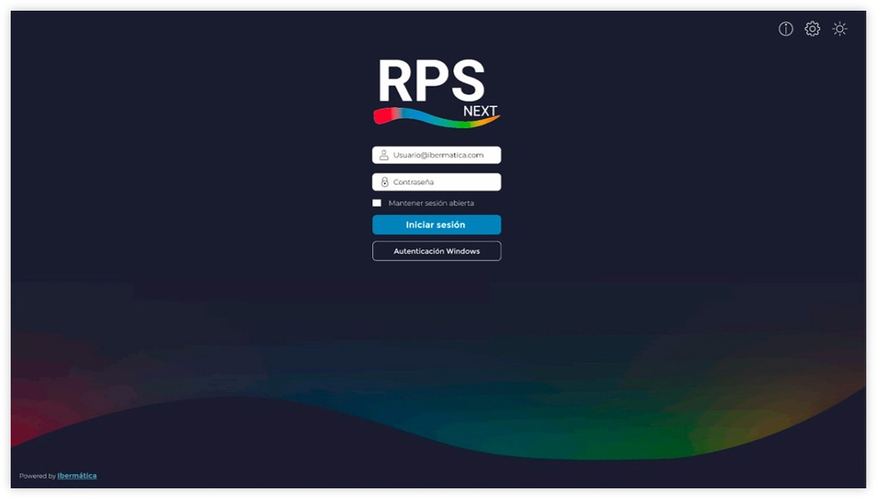 Pantalla de acceso al ERP