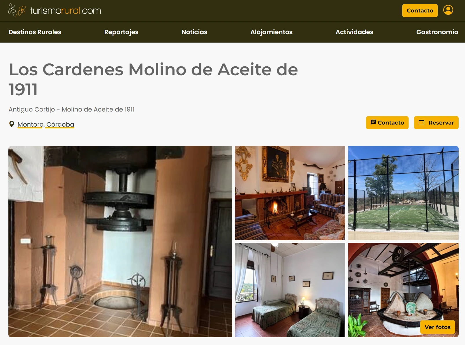 Pantalla detalle de alojamiento en reserva
