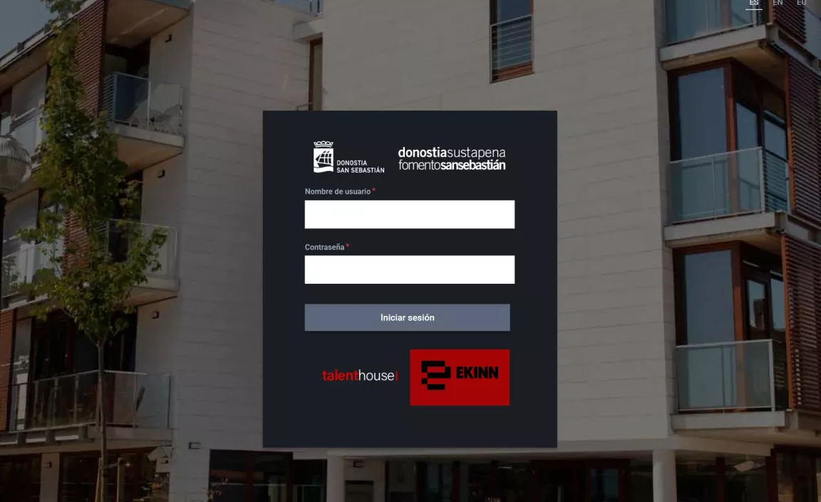 Pantalla de acceso al aplicativo de Fomento San Sebastián