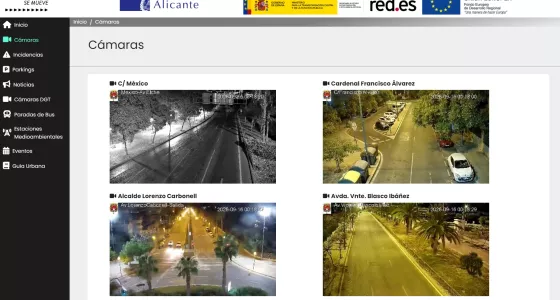Pantalla de visualización en tiempo real de cámaras de tráfico urbanas