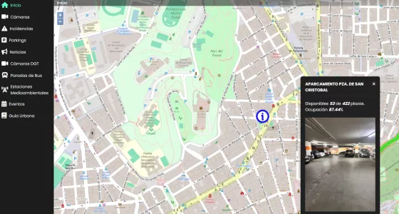 Pantalla de detalle aparcamiento desde el mapa