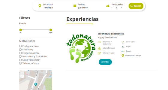 Resultado de una búsqueda de experiencias