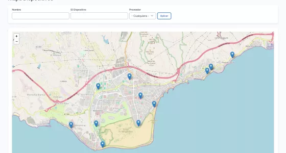 Pantalla de detalle del mapa de dispositivos digitales