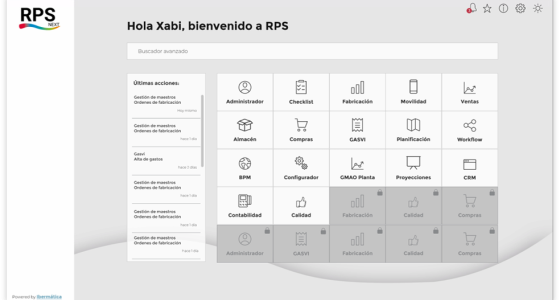 Dashboard del ERP (RPS Next)