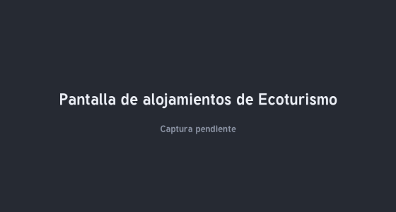 Pantalla de alojamientos de Ecoturismo