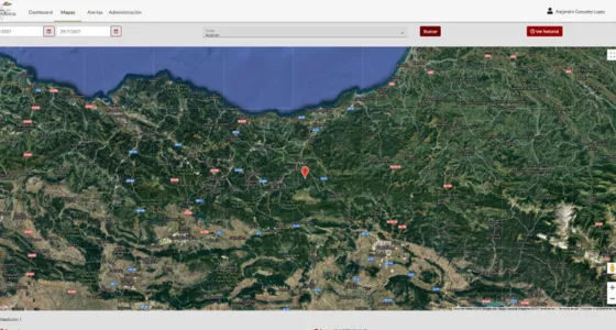 Pantalla localización GPS de las mediciones